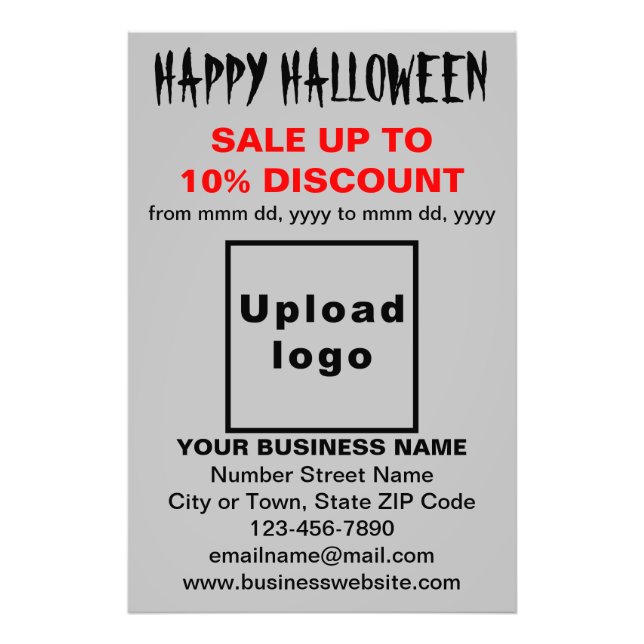 Business Halloween Sale on Grey Photo Paper Print (Front)