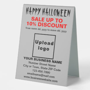 Business Halloween Sale on Grey Table Sign