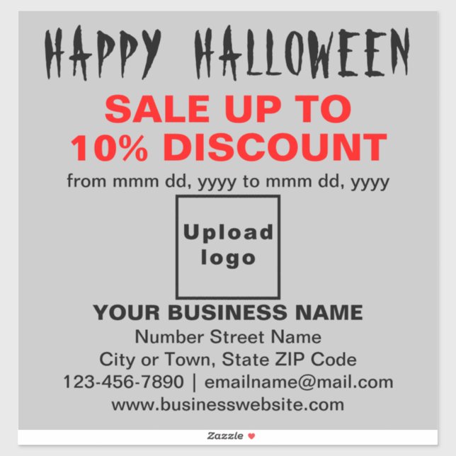 Business Halloween Sale on Grey Vinyl Sticker (Sheet)