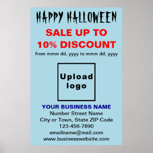 Business Halloween Sale on Light Blue Poster