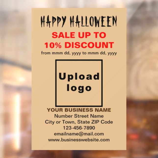Business Halloween Sale on Light Brown Window Cling (Sheet 2)