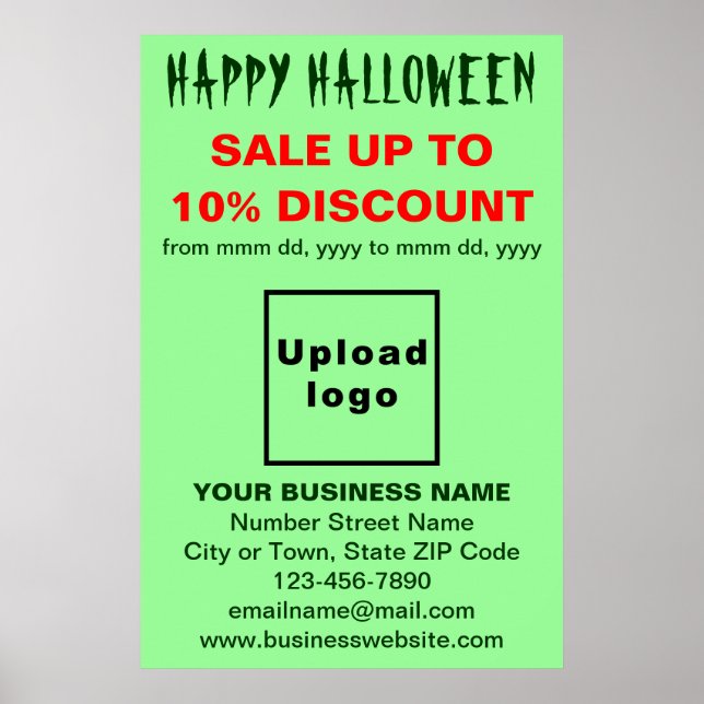 Business Halloween Sale on Light Green Poster (Front)