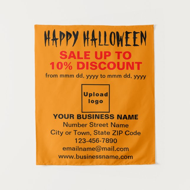 Business Halloween Sale on Orange Colour Tapestry (Front)