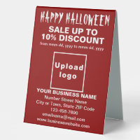 Business Halloween Sale on Red Table Sign