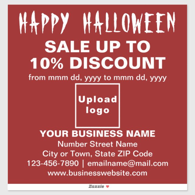 Business Halloween Sale on Red Vinyl Sticker (Sheet)