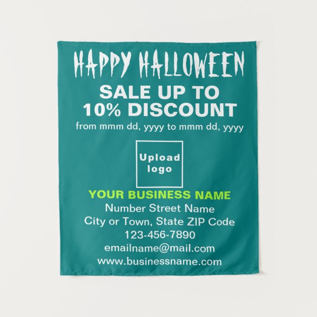 Business Halloween Sale on Teal Green Tapestry (Front)