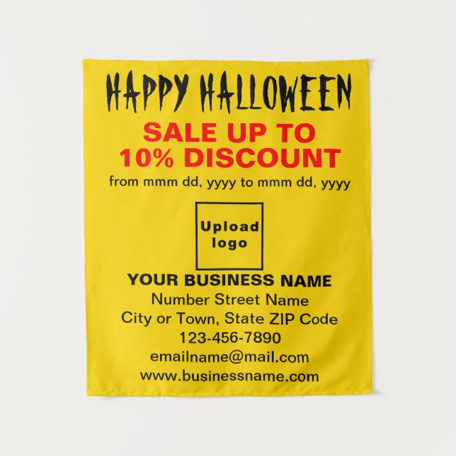 Business Halloween Sale on Yellow Tapestry (Front)