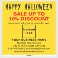 Business Halloween Sale on Yellow Vinyl Sticker