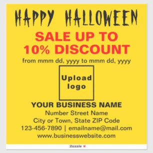 Business Halloween Sale on Yellow Vinyl Sticker