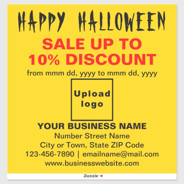 Business Halloween Sale on Yellow Vinyl Sticker (Sheet)