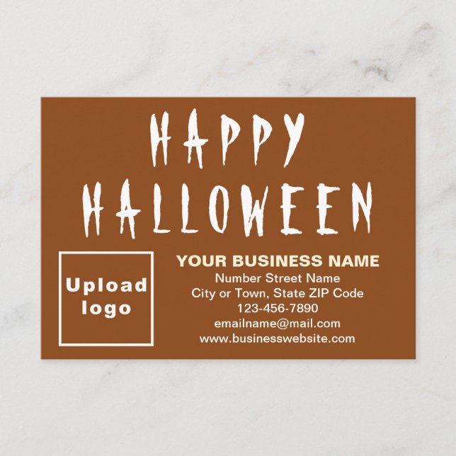 Business Halloween Small Brown Flat Card (Front)