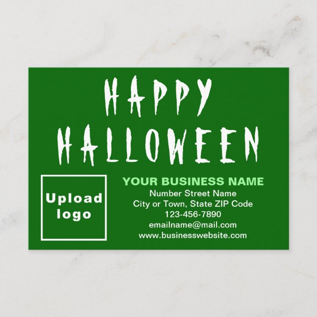 Business Halloween Small Green Flat Card (Front)