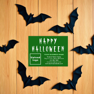 Business Halloween Small Green Flat Holiday Card