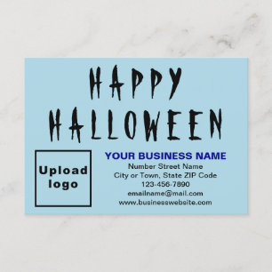 Business Halloween Small Light Blue Flat Card