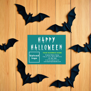 Business Halloween Small Teal Green Flat Holiday Card