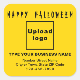 Business Halloween Yellow Square Sticker