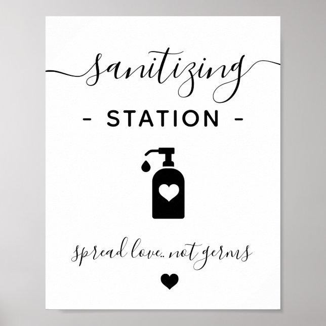 Business Hand Sanitising Station Minimalist Modern Poster (Front)