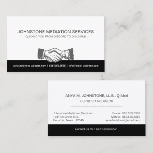 Business Handshake Professional Black Gray Business Card
