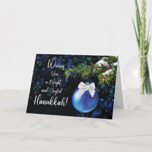 Business Hanukkah From Group Blue Ornament Bough Card