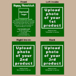 Business Hanukkah Green Folded Holiday Card<br><div class="desc">Happy Hanukkah! Wishing you joy, peace and blessing this festival of lights. A holiday to celebrate this December and to advertise also your business products or services to customers or clients. Holiday to promote your brand name. Customisable Hanukkah folded holiday card that you can put your business brand, products or...</div>