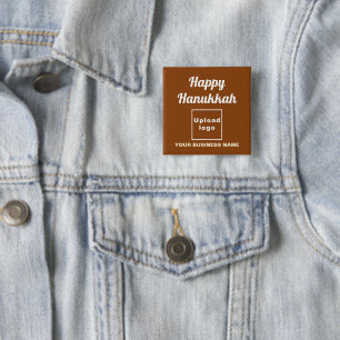 Business Hanukkah Greeting on Brown Square Button