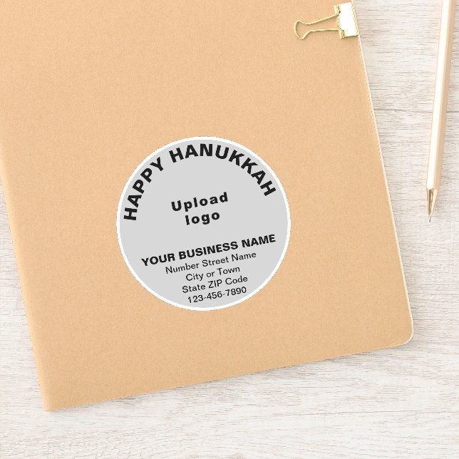 Business Hanukkah Greeting on Grey Round Vinyl (Notebook)