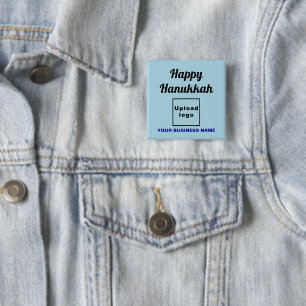 Business Hanukkah Greeting on Light Blue Square 15 Cm Square Badge