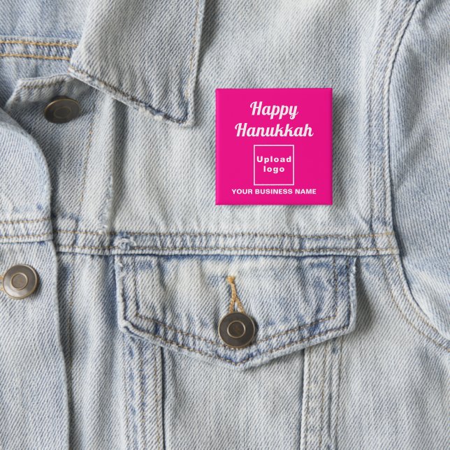 Business Hanukkah Greeting on Pink Square Button (In Situ)