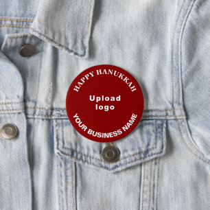 Business Hanukkah Greeting on Red Round Button