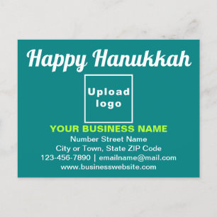 Business Hanukkah Greeting on Teal Green Postcard