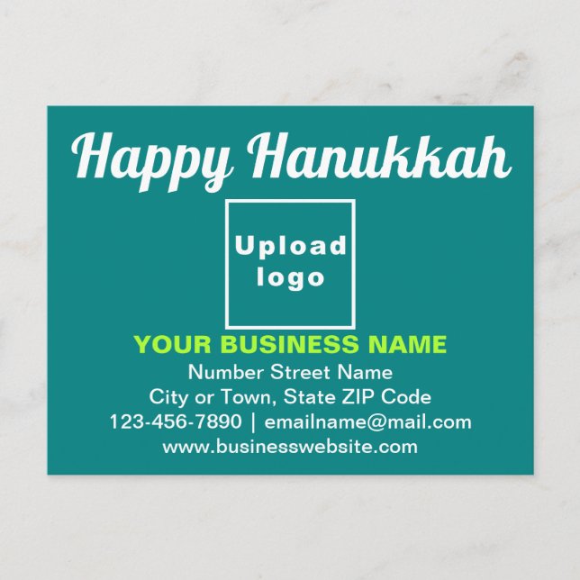 Business Hanukkah Greeting on Teal Green Postcard (Front)