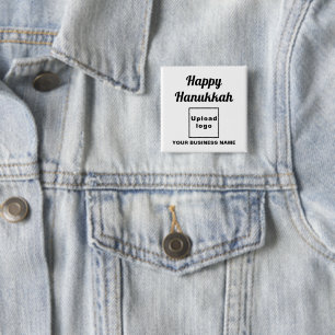 Business Hanukkah Greeting on White Square Button