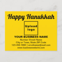 Business Hanukkah Greeting on Yellow Postcard