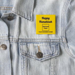 Business Hanukkah Greeting on Yellow Square Button