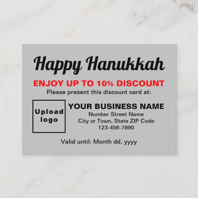 Business Hanukkah Grey Discount Card (Front)