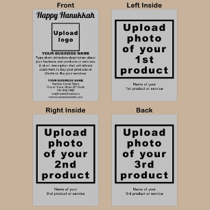 Business Hanukkah Grey Folded Greeting Card