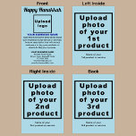 Business Hanukkah Light Blue Folded Holiday Card<br><div class="desc">Happy Hanukkah! Wishing you joy, peace and blessing this festival of lights. A holiday to celebrate this December and to advertise also your business products or services to customers or clients. Holiday to promote your brand name. Customisable Hanukkah folded holiday card that you can put your business brand, products or...</div>