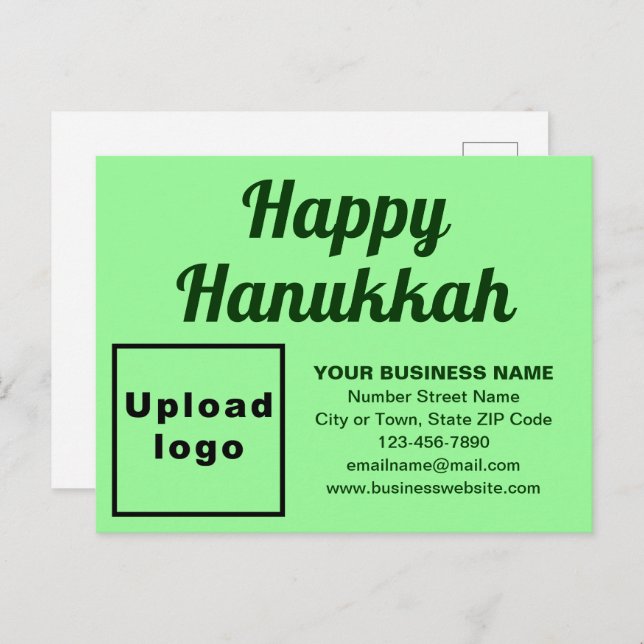 Business Hanukkah Light Green Holiday Postcard (Front/Back)