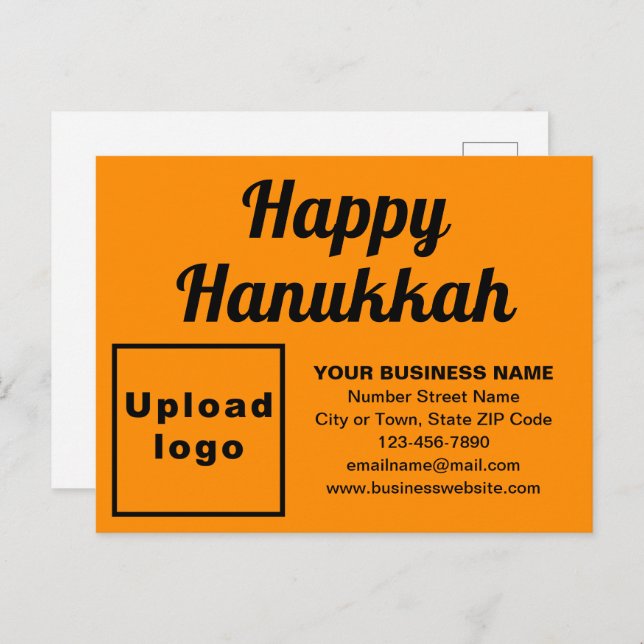 Business Hanukkah Orange Colour Holiday Postcard (Front/Back)
