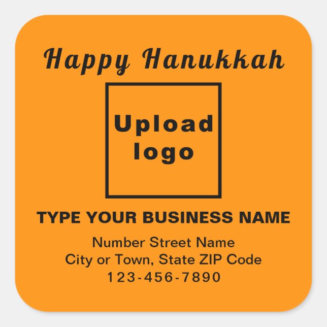 Business Hanukkah Orange Colour Square Sticker (Front)