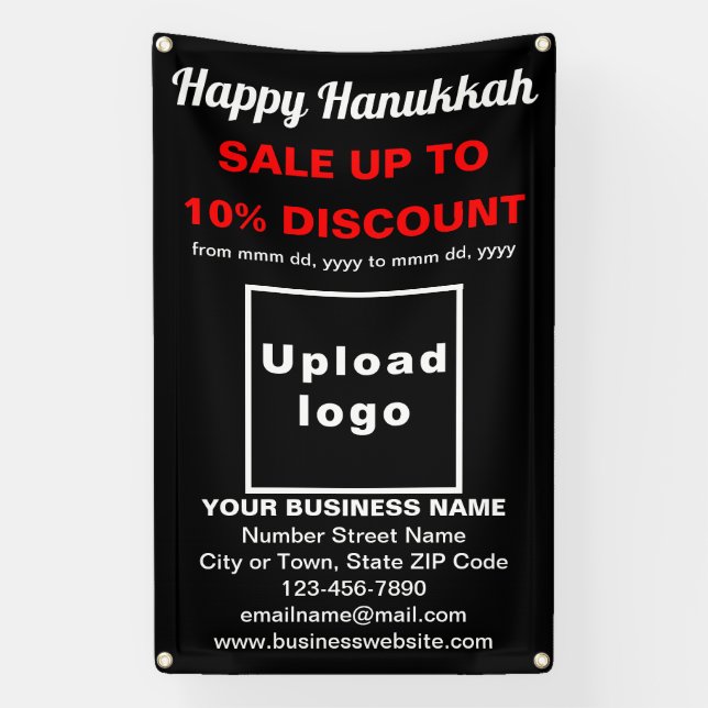 Business Hanukkah Sale on Black Banner (Vertical)