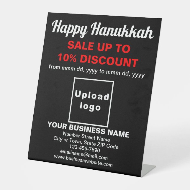 Business Hanukkah Sale on Black Pedestal Sign (Front)