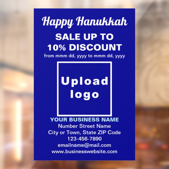 Business Hanukkah Sale on Blue Window Cling (Sheet 2)