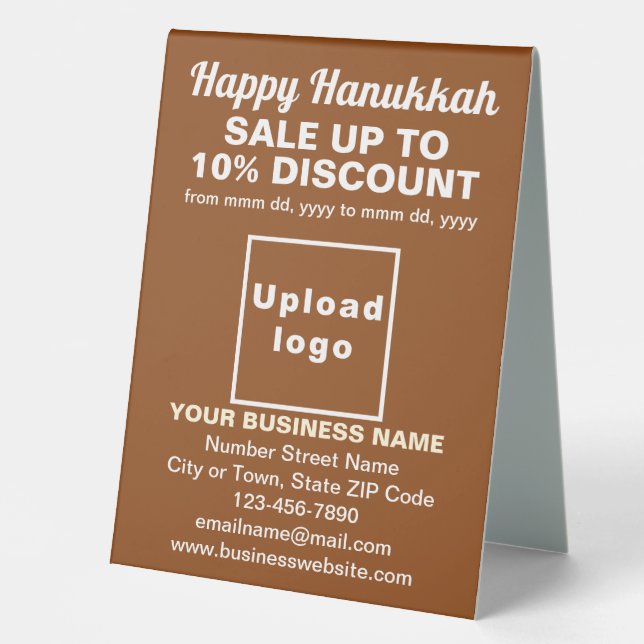 Business Hanukkah Sale on Brown Table Sign (Front)