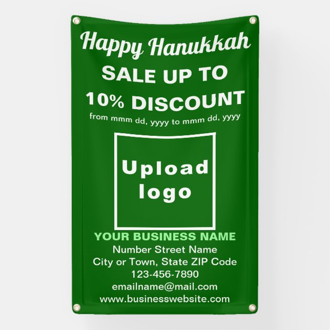 Business Hanukkah Sale on Green Banner (Vertical)