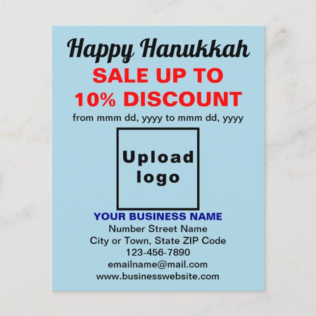 Business Hanukkah Sale on Light Blue Flyer (Front)