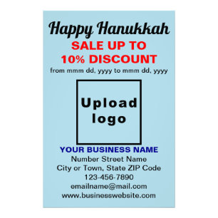 Business Hanukkah Sale on Light Blue Photo Paper Print