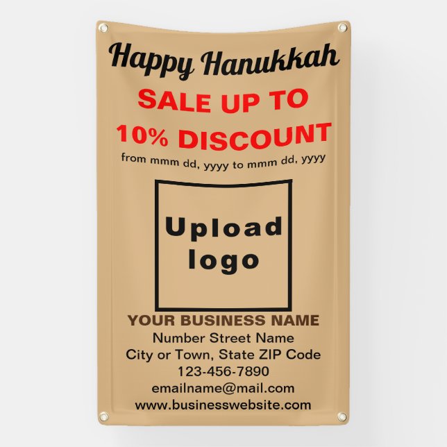Business Hanukkah Sale on Light Brown Banner (Vertical)