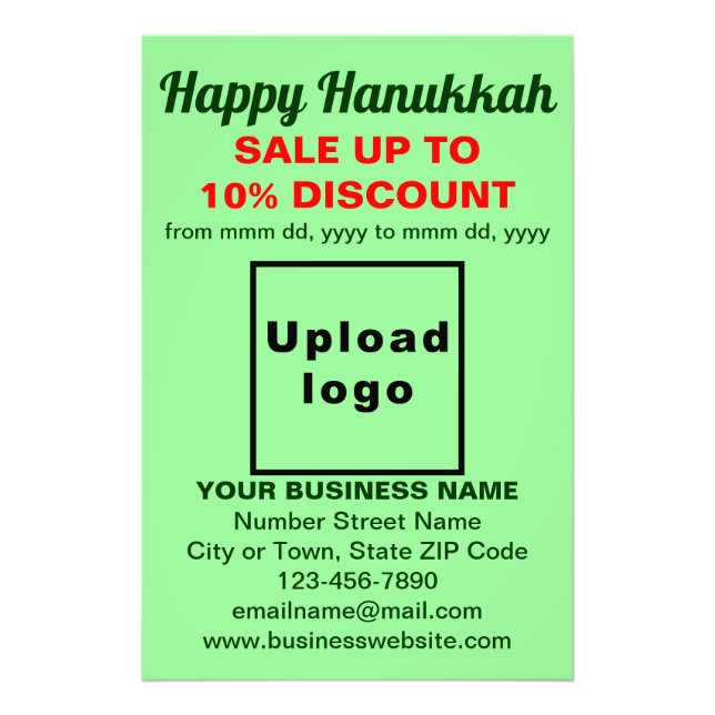 Business Hanukkah Sale on Light Green Photo Paper (Front)