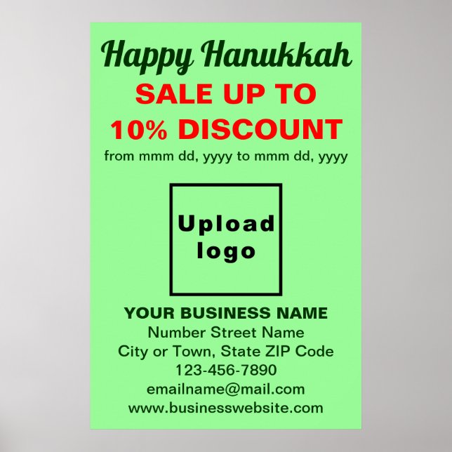 Business Hanukkah Sale on Light Green Poster (Front)